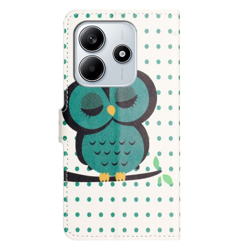 Lederhüllen Xiaomi Redmi Note 14 4g Handyhülle Schlafend Eule