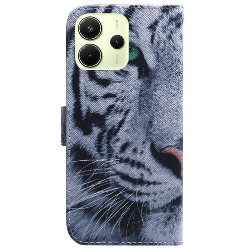 Lederhüllen Xiaomi Redmi Note 14 4g Handyhülle Weißer Tiger