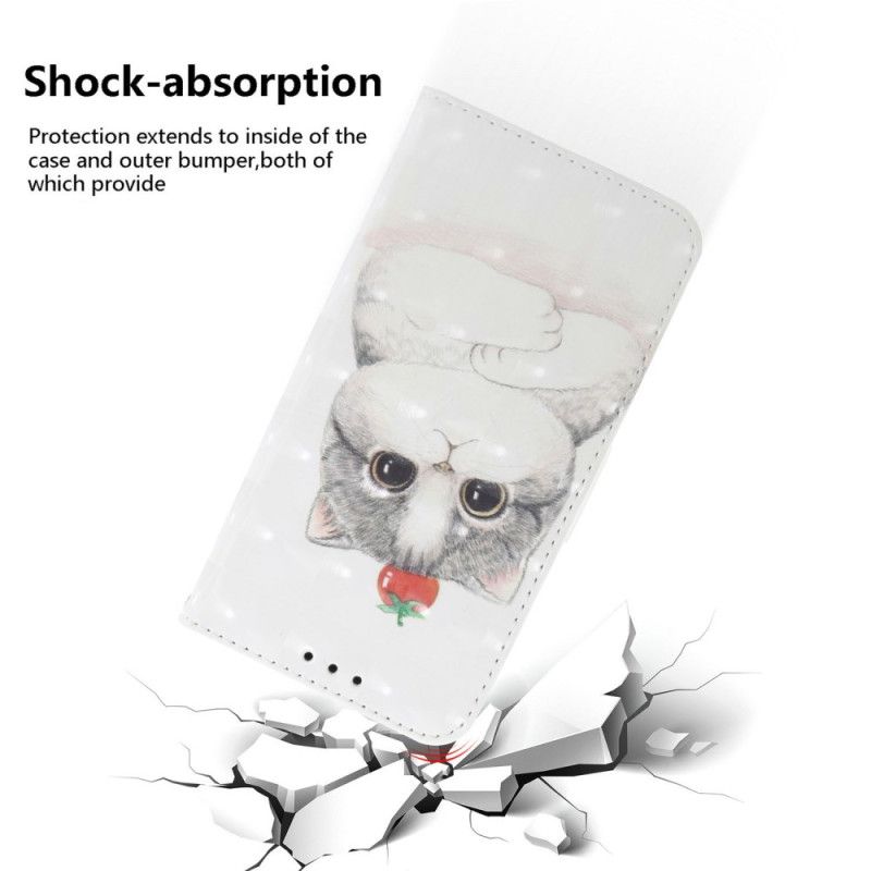 Lederhüllen Xiaomi Redmi Note 14 4g Katze Und Erdbeere Mit Riemen