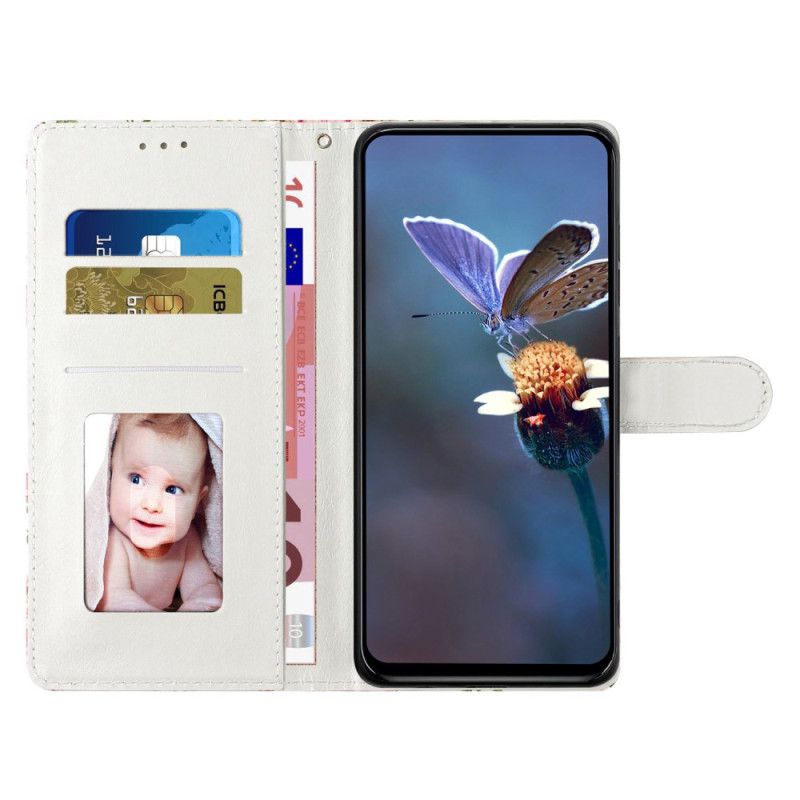 Lederhüllen Xiaomi Redmi Note 14 4g Lila-weiße Blumen