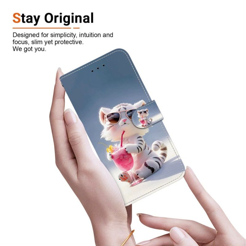 Lederhüllen Xiaomi Redmi Note 14 4g Lustiger Tiger