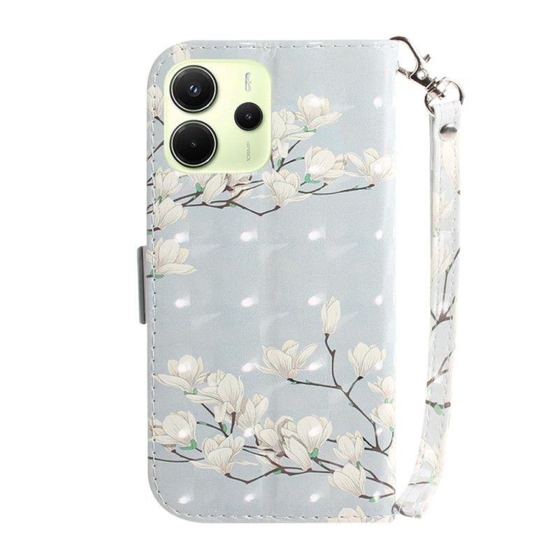 Lederhüllen Xiaomi Redmi Note 14 4g Magnolien Mit Riemen