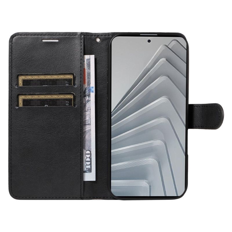 Lederhüllen Xiaomi Redmi Note 14 4g Schlichtes Kunstleder Mit Riemen