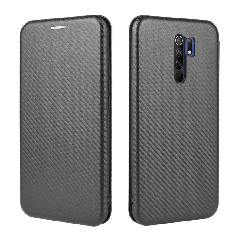 Flip Case Xiaomi Redmi 9 Schwarz Gefärbtes Kohlenstoffsilikon