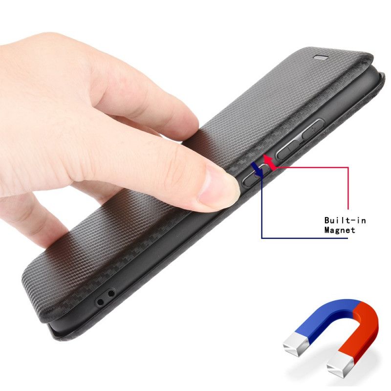 Flip Case Xiaomi Redmi 9 Schwarz Gefärbtes Kohlenstoffsilikon