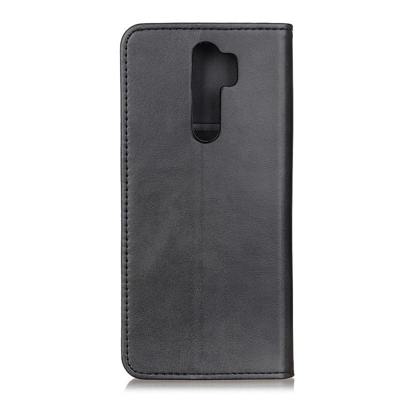Flip Case Xiaomi Redmi 9 Schwarz Gespaltenes Leder
