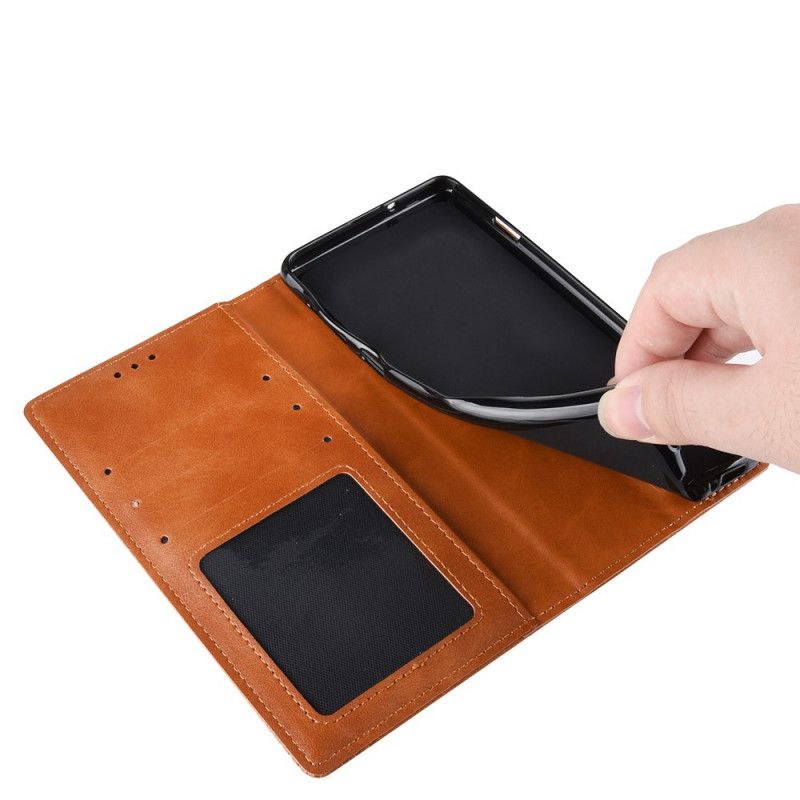 Flip Case Xiaomi Redmi 9 Schwarz Stilisierter Vintage-Ledereffekt
