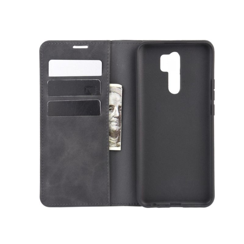 Flip Case Xiaomi Redmi 9 Schwarz Weicher Ledereffekt