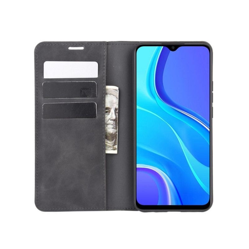 Flip Case Xiaomi Redmi 9 Schwarz Weicher Ledereffekt