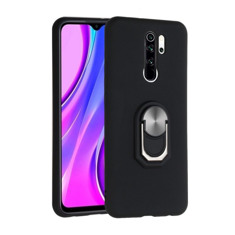 Hülle Für Xiaomi Redmi 9 Schwarz Metallisierter Ringträger