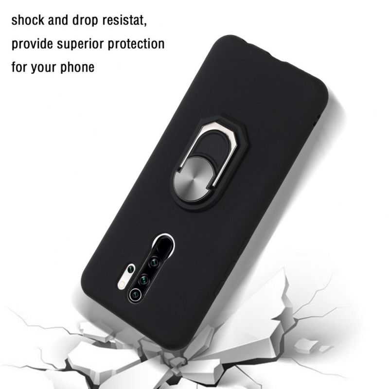 Hülle Für Xiaomi Redmi 9 Schwarz Metallisierter Ringträger