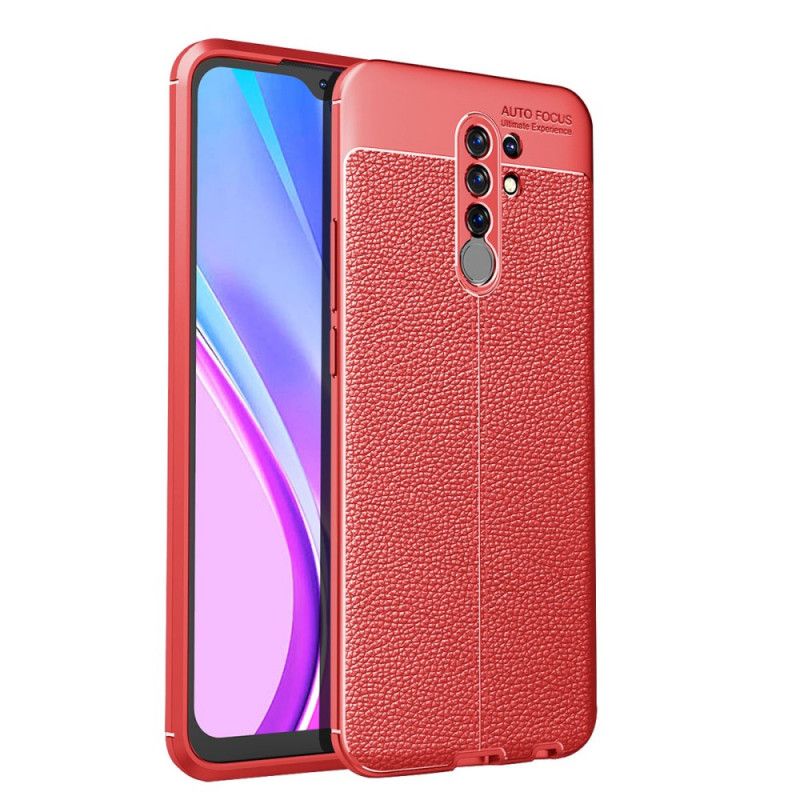 Hülle Xiaomi Redmi 9 Schwarz Doppellinien-Litschileder-Effekt