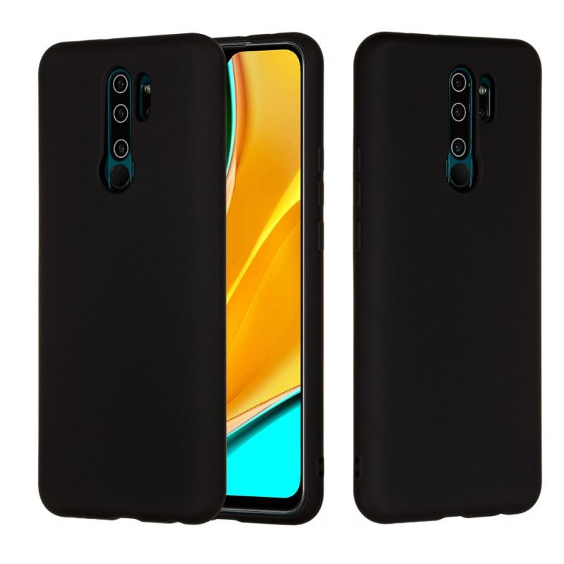 Hülle Xiaomi Redmi 9 Schwarz Flüssiges Silikon Mit Armband