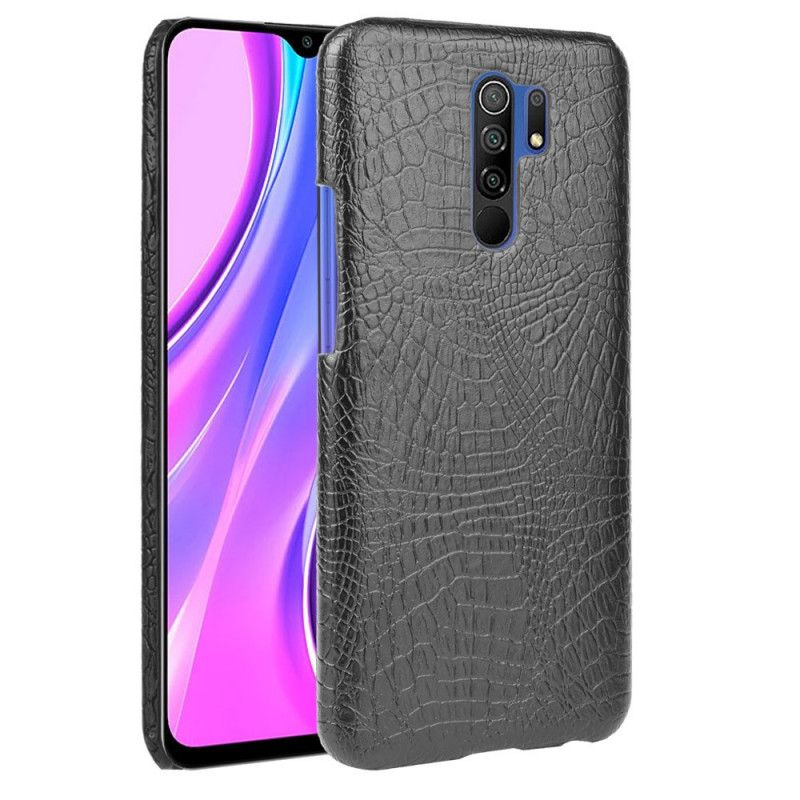 Hülle Xiaomi Redmi 9 Schwarz Krokodillederstil