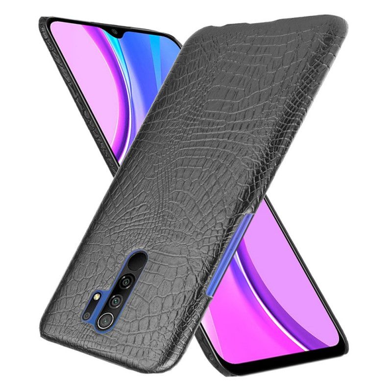 Hülle Xiaomi Redmi 9 Schwarz Krokodillederstil