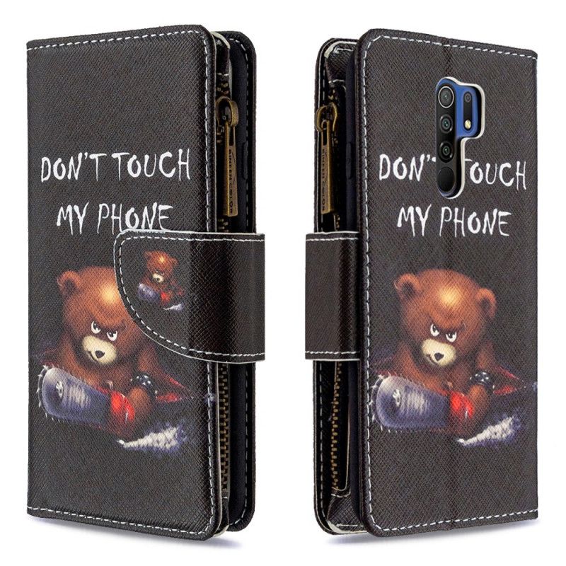 Lederhüllen Für Xiaomi Redmi 9 Bärentasche Mit Reißverschluss