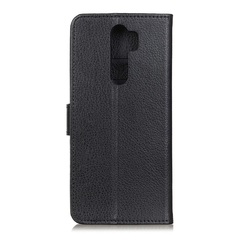 Lederhüllen Für Xiaomi Redmi 9 Schwarz Premium-Litschileder-Effekt