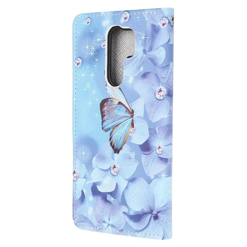 Lederhüllen Xiaomi Redmi 9 Diamantschmetterlinge Mit Tanga