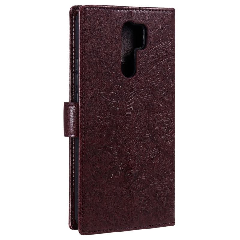 Lederhüllen Xiaomi Redmi 9 Grau Sonnenmandala
