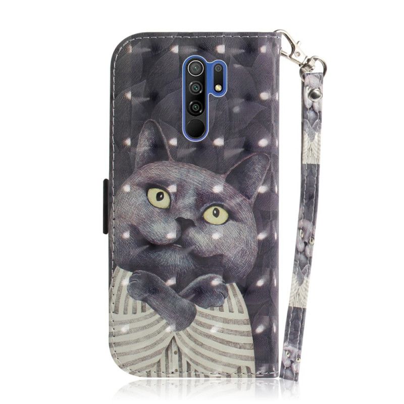 Lederhüllen Xiaomi Redmi 9 Graue Katze Mit Tanga