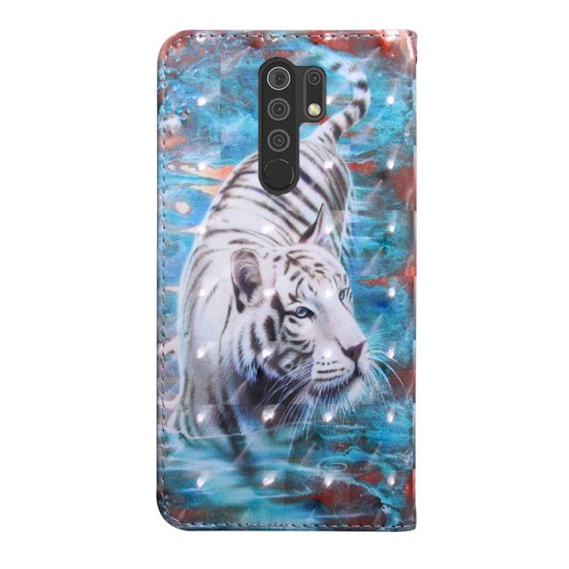 Lederhüllen Xiaomi Redmi 9 Handyhülle Tiger Im Wasser