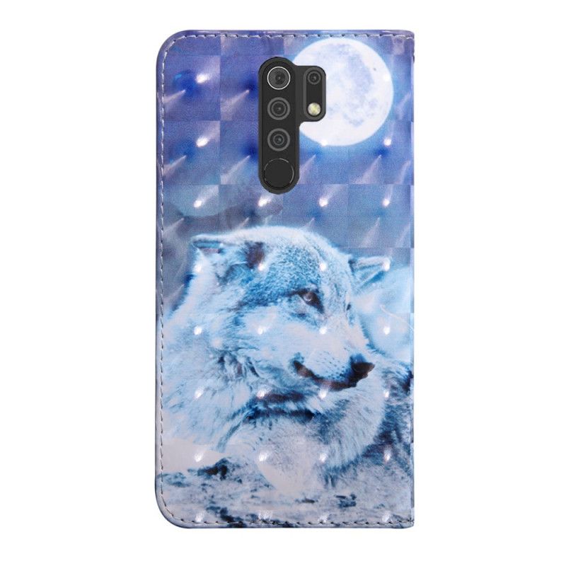 Lederhüllen Xiaomi Redmi 9 Mondscheinwolf