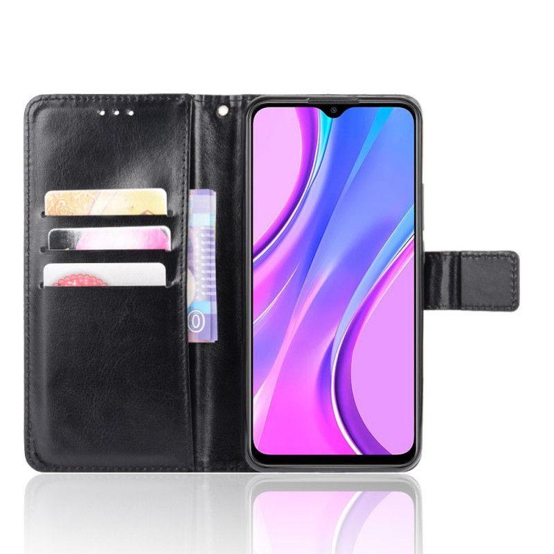 Lederhüllen Xiaomi Redmi 9 Schwarz Auffälliges Kunstleder