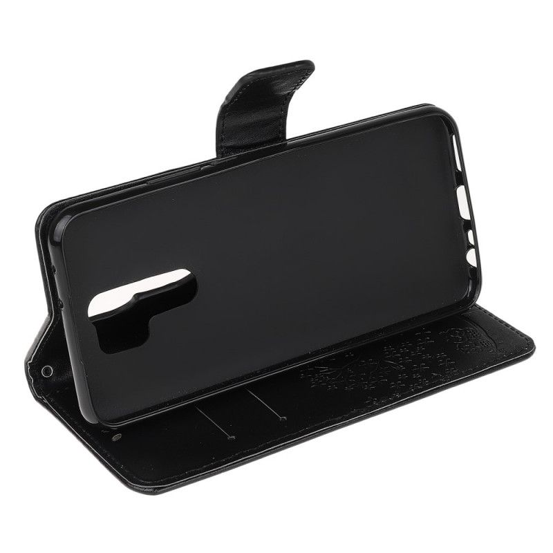 Lederhüllen Xiaomi Redmi 9 Schwarz Handyhülle Baum- Und Tanga-Eulen