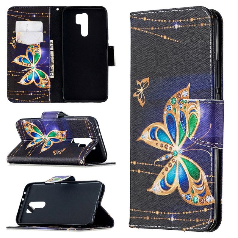 Lederhüllen Xiaomi Redmi 9 Schwarz Unglaubliche Schmetterlinge