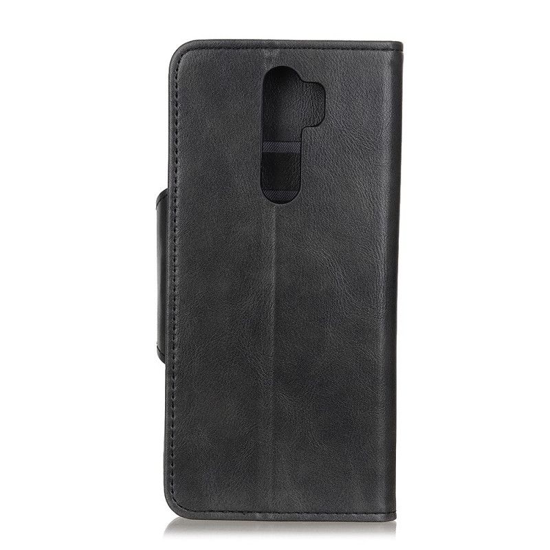 Lederhüllen Xiaomi Redmi 9 Schwarz Vintage Kunstleder Und Knopf