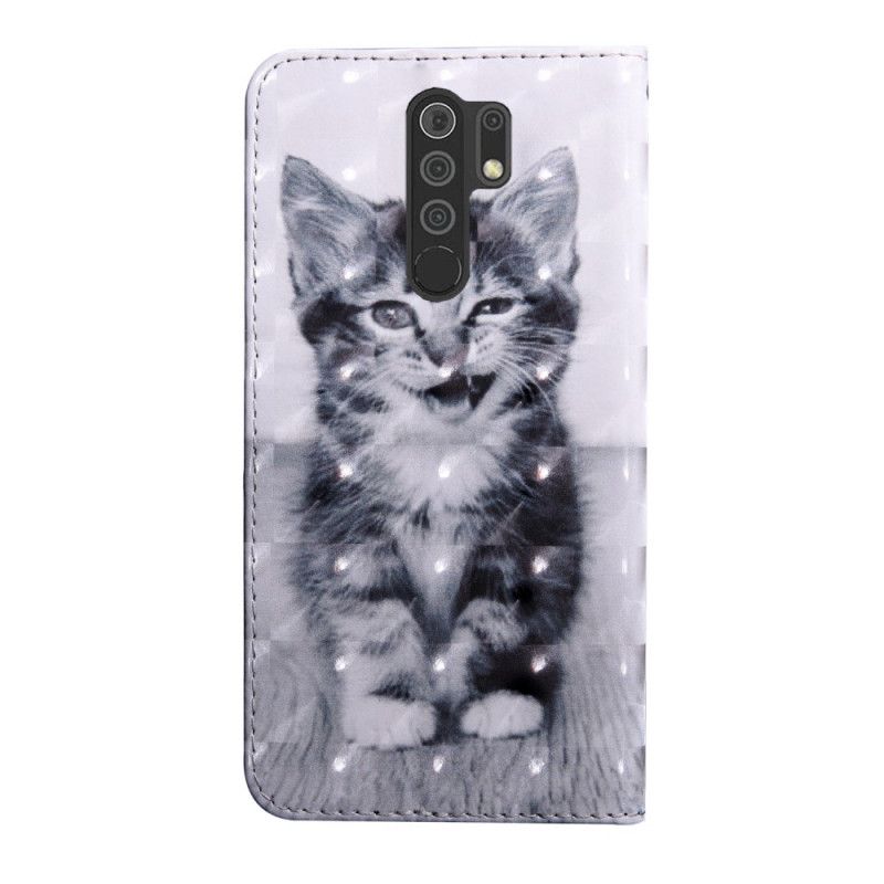 Lederhüllen Xiaomi Redmi 9 Schwarz-Weiß-Katze