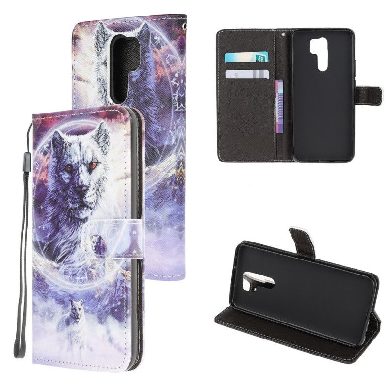 Lederhüllen Xiaomi Redmi 9 Wolf Im Winter Mit Tanga