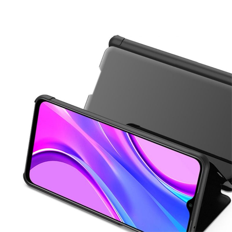 Sichtabdeckung Xiaomi Redmi 9 Schwarz Spiegel Und Kunstleder