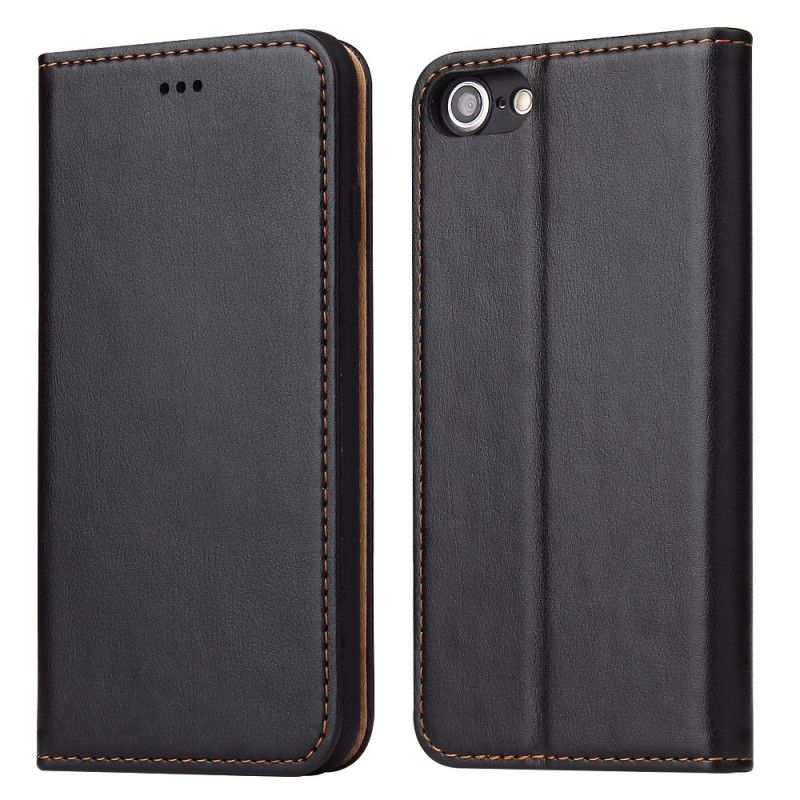 Flip Case Für iPhone 7 / 8 / SE 2 Schwarz Ledernähte