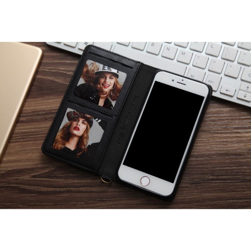 Flip Case iPhone 7 / 8 / SE 2 Schwarz Cmai2 Multi-Card-Ledereffekt
