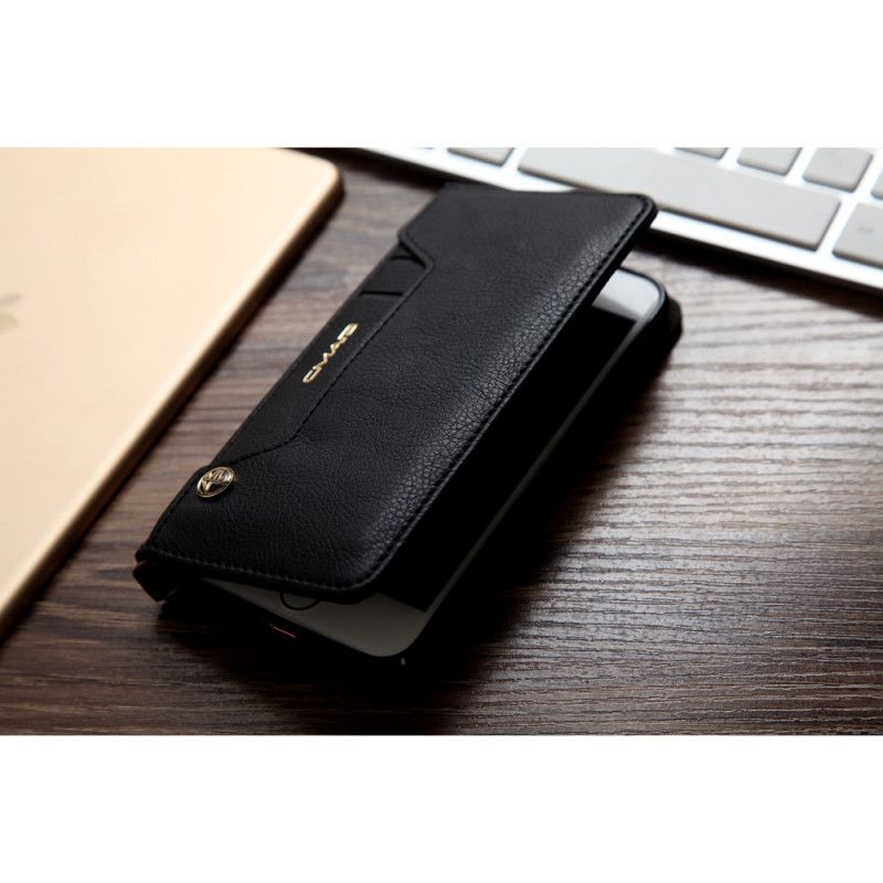 Flip Case iPhone 7 / 8 / SE 2 Schwarz Cmai2 Multi-Card-Ledereffekt