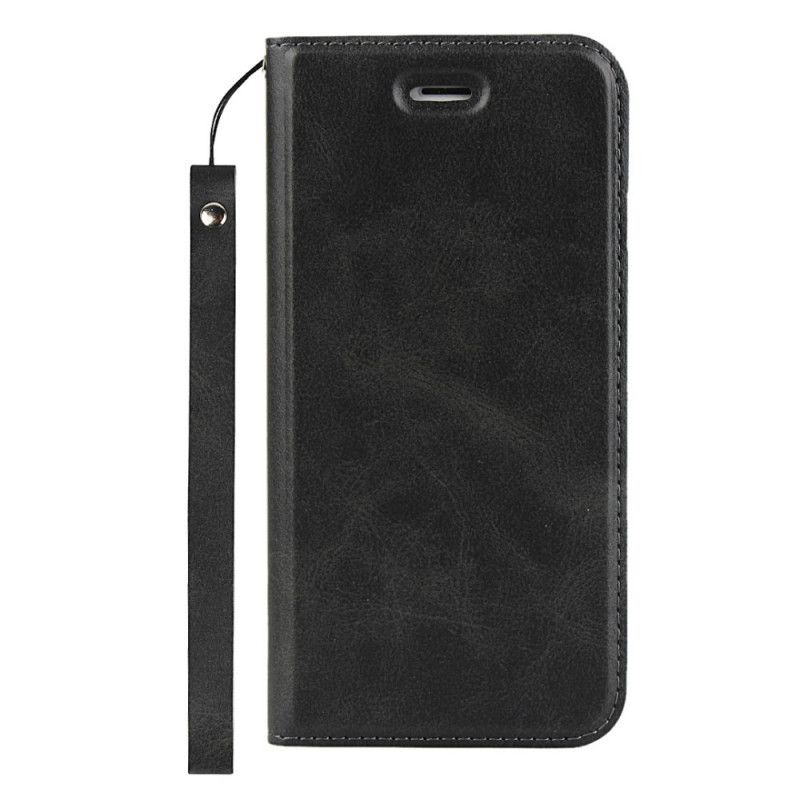 Flip Case iPhone 7 / 8 / SE 2 Schwarz Kunstleder Mit Riemen