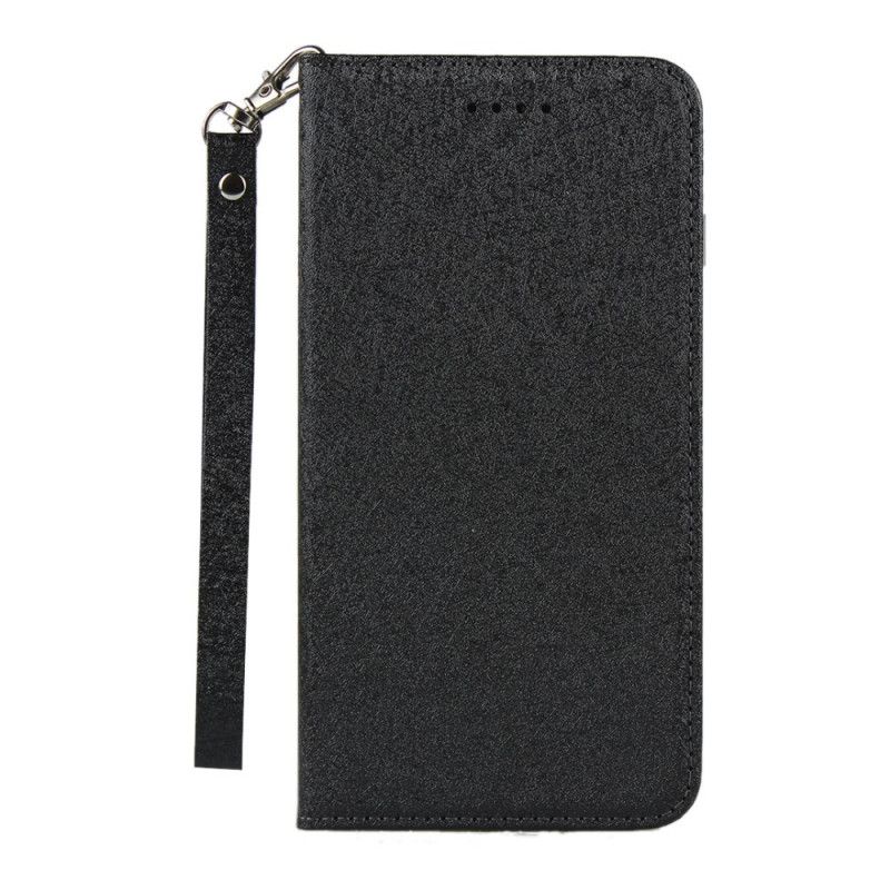 Flip Case iPhone 7 / 8 / SE 2 Schwarz Weicher Lederstil Mit Riemen