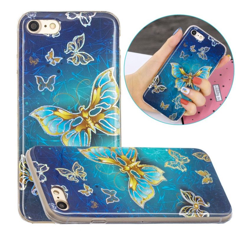 Hülle Für iPhone 7 / 8 / SE 2 Schmetterlinge Im Glitzer-Design