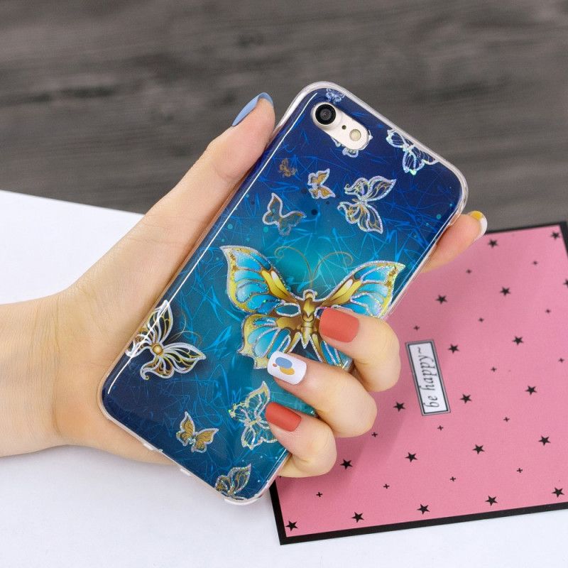 Hülle Für iPhone 7 / 8 / SE 2 Schmetterlinge Im Glitzer-Design