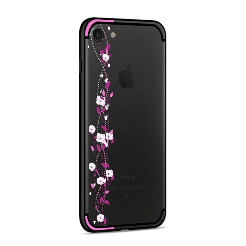 Hülle iPhone 7 / 8 / SE 2 Gelb Handyhülle Blumen Und Strasssteine Nxe