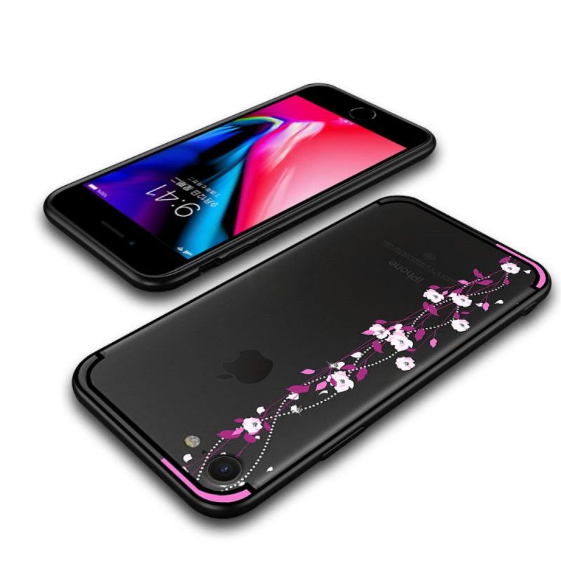 Hülle iPhone 7 / 8 / SE 2 Gelb Handyhülle Blumen Und Strasssteine Nxe