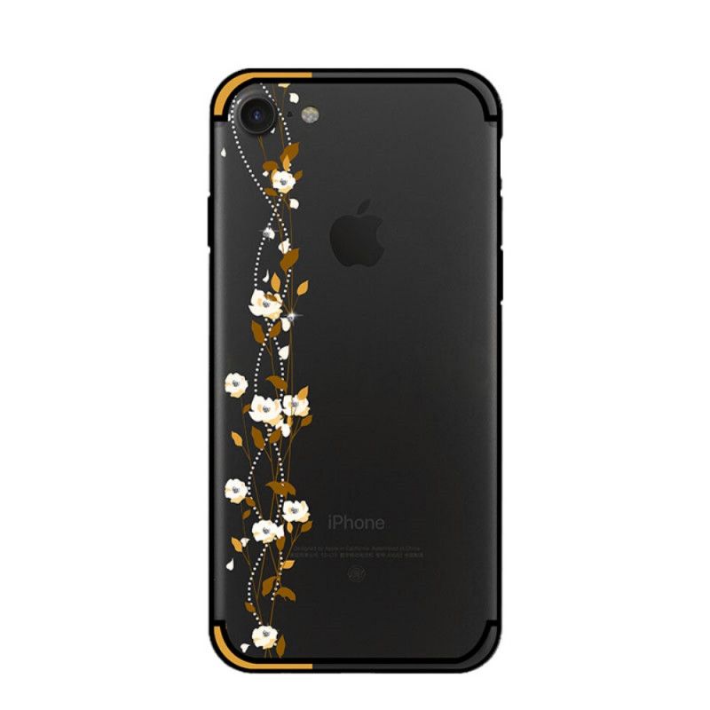 Hülle iPhone 7 / 8 / SE 2 Gelb Handyhülle Blumen Und Strasssteine Nxe