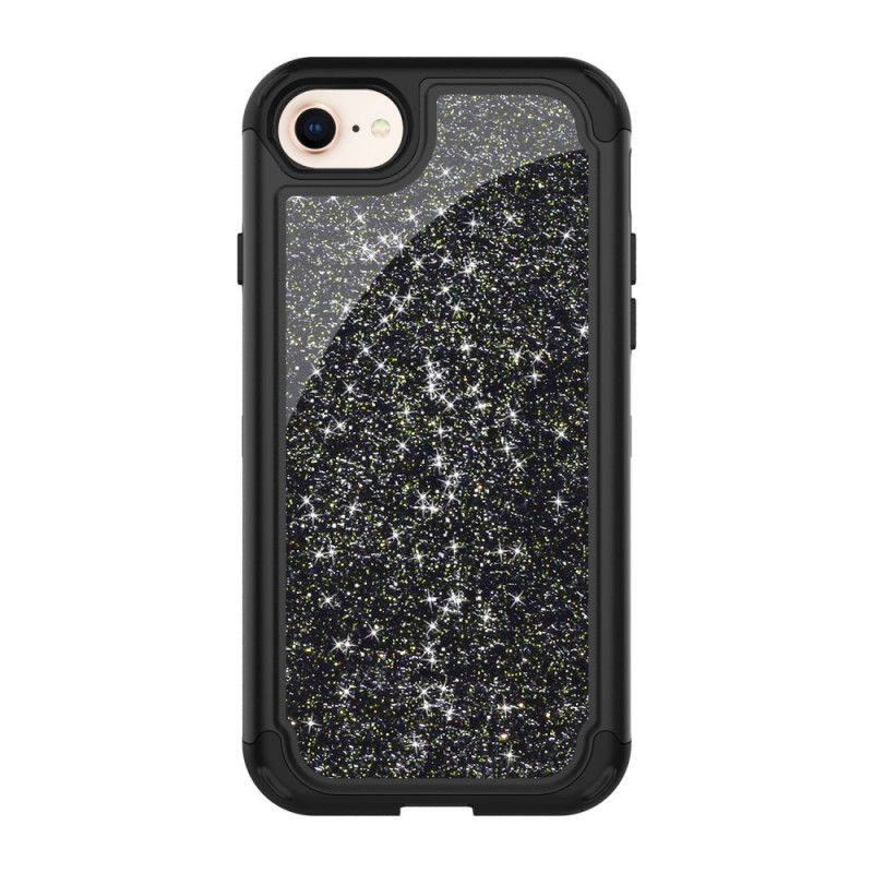 Hülle iPhone 7 / 8 / SE 2 Schwarz Abnehmbarer Superglitter