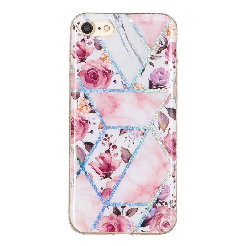 Hülle iPhone 7 / 8 / SE 2 Weiß Blumen Mit Glitzer-Design