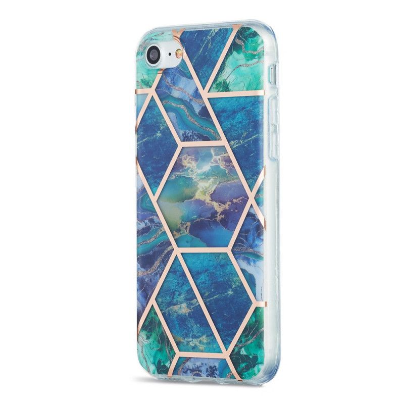 Hülle iPhone 7 / 8 / SE 2 Weiß Geometrie Aus Silikonmarmor