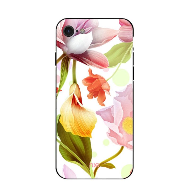 Hülle iPhone 7 / 8 / SE 2 Weiß Glas- Und Silikonblüten Nxed