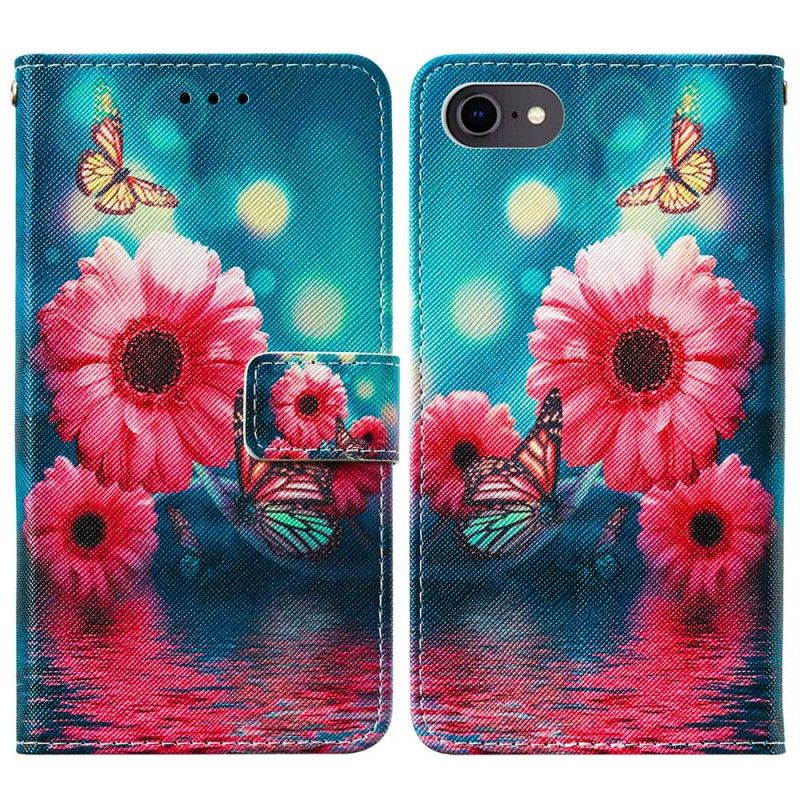 Lederhüllen iPhone 7 / 8 / SE 2 Blumen Und Schmetterlinge
