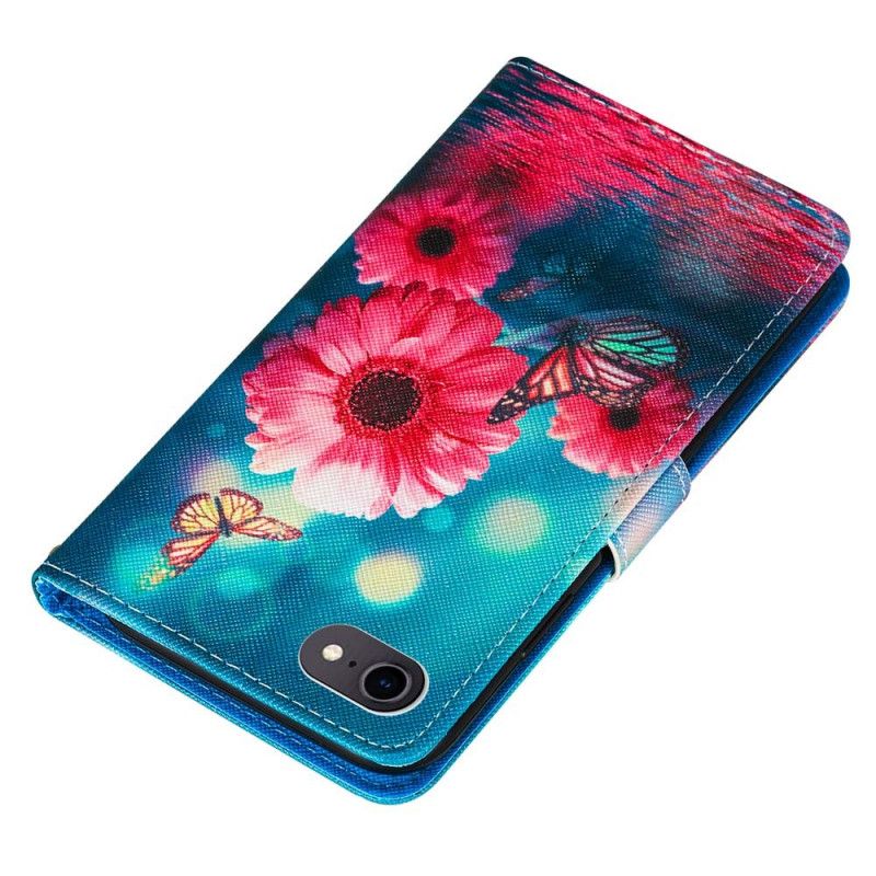 Lederhüllen iPhone 7 / 8 / SE 2 Blumen Und Schmetterlinge