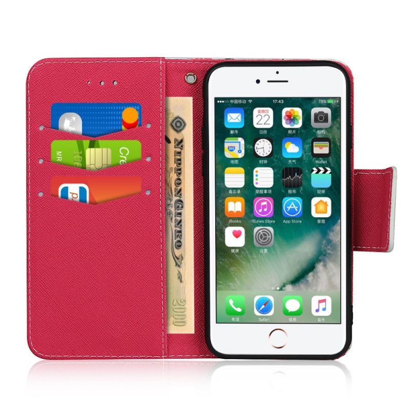 Lederhüllen iPhone 7 / 8 / SE 2 Magenta Tanga Blütchen